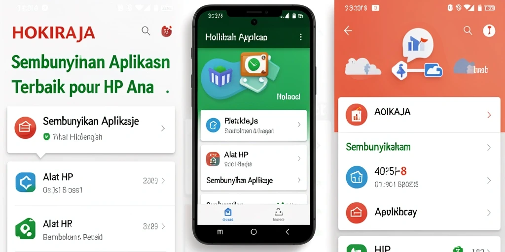 Tampilan antarmuka HOKIRAJA dengan fitur Sembunyikan Aplikasi yang efektif.