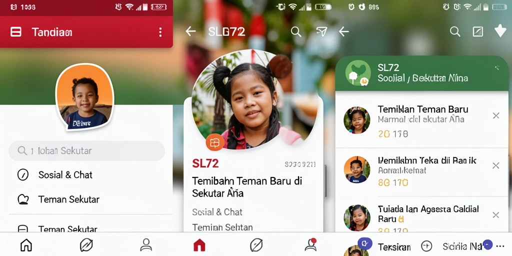 Antarmuka SL72 menampilkan fitur pencarian teman dengan mudah.