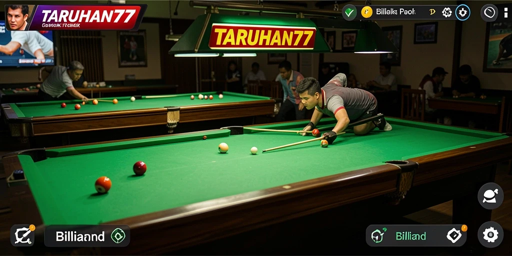 Antarmuka TARUHAN77 menampilkan meja billiard yang menarik dan intuitif.