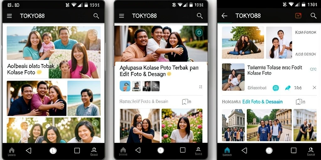 Antarmuka TOKYO88 yang sederhana dan fungsional untuk kolase foto.