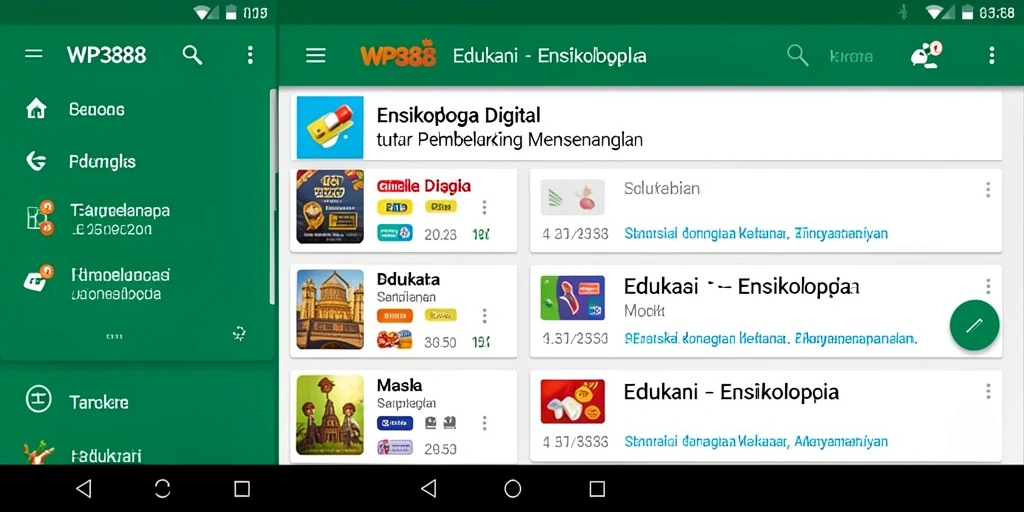 Tampilan antarmuka aplikasi WP888 yang menarik dan informatif.